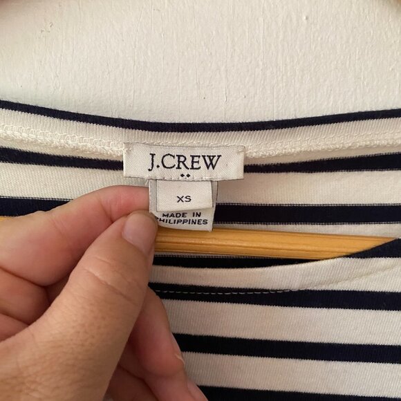 J. Crew Factory Blouse Women's Size XS Striped Preppy Mixed Material Cuffs - Picture 4 of 6